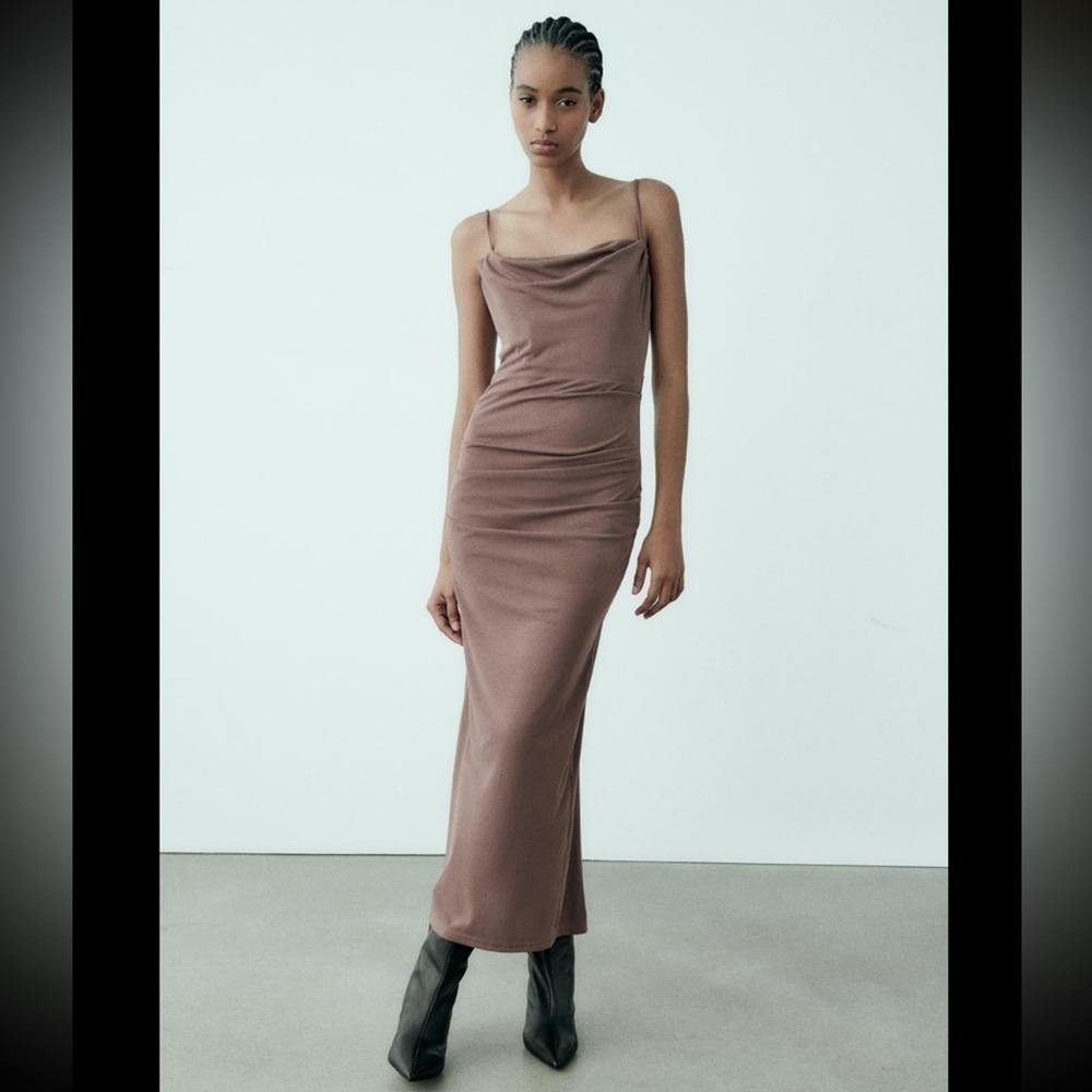 ZARA DRAPED KNIT DRESS - Size M - BRAND NEW WITH TAG